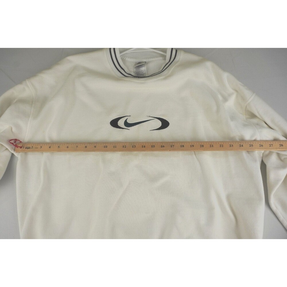 Nike Vintage Center Swoosh Logo Mens XXL White Ribbed Athletic Sweatshirt - Picture 6 of 9